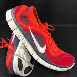 Excelent Condition NIKE FLYKNIT FREE 5.0 Red Navy Blue